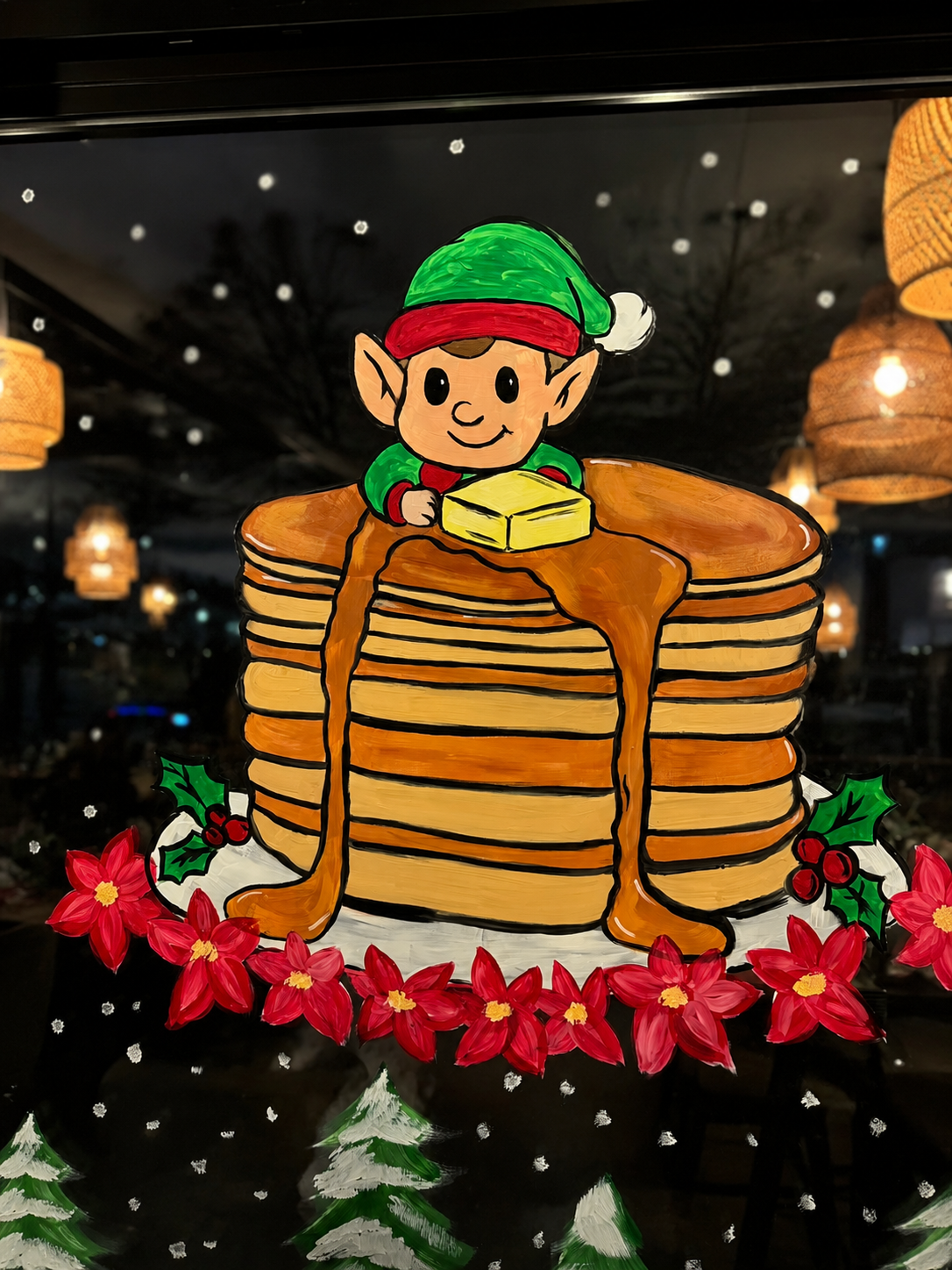 Hand-painted window mural — Elf’s Festive Feast Elf, PARK ROYAL