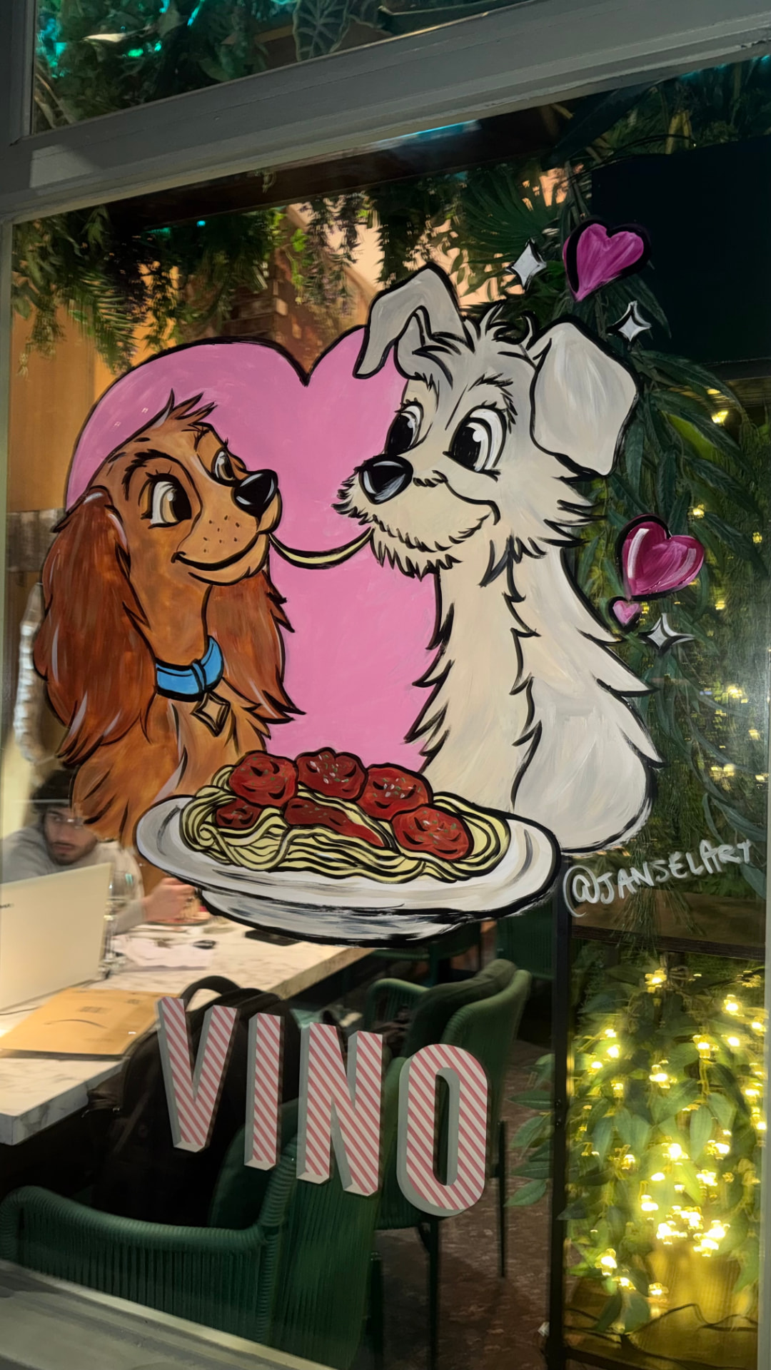 Hand-painted window mural — Vino Amore, ARCHWAY